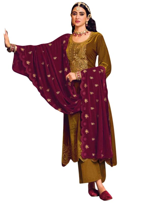 Elegant Contrast Resham Thread Work With Jari & Cut Work - Image 6