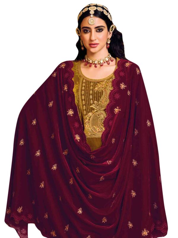 Elegant Contrast Resham Thread Work With Jari & Cut Work - Image 8