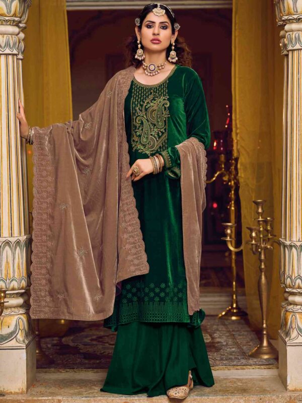 Elegant Contrast Resham Thread Work With Jari & Cut Work