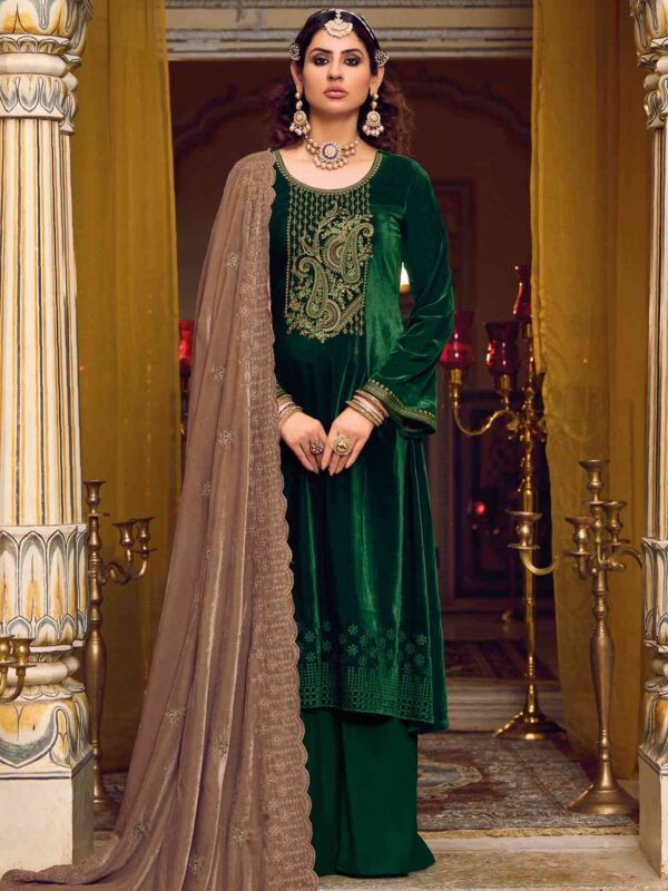 Elegant Contrast Resham Thread Work With Jari & Cut Work - Image 2