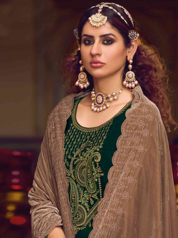 Elegant Contrast Resham Thread Work With Jari & Cut Work - Image 3