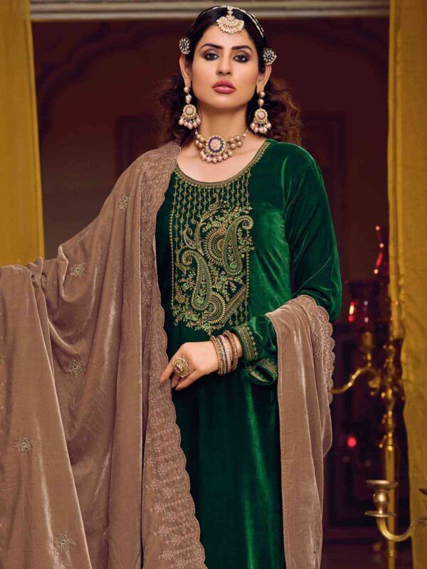 Elegant Contrast Resham Thread Work With Jari & Cut Work - Image 4