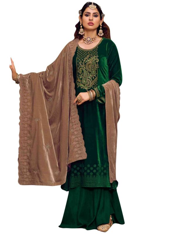 Elegant Contrast Resham Thread Work With Jari & Cut Work - Image 5