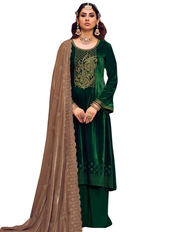 Elegant Contrast Resham Thread Work With Jari & Cut Work - Image 6
