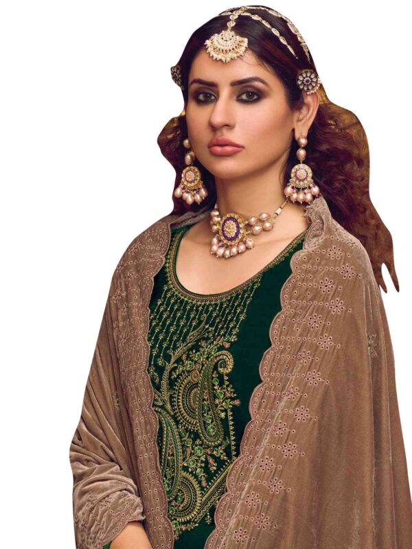 Elegant Contrast Resham Thread Work With Jari & Cut Work - Image 7