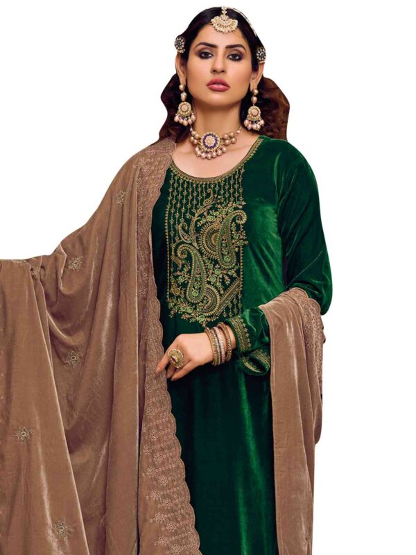 Elegant Contrast Resham Thread Work With Jari & Cut Work - Image 8