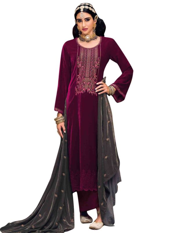 Elegant Contrast Resham Thread Work With Jari & Cut Work - Image 5