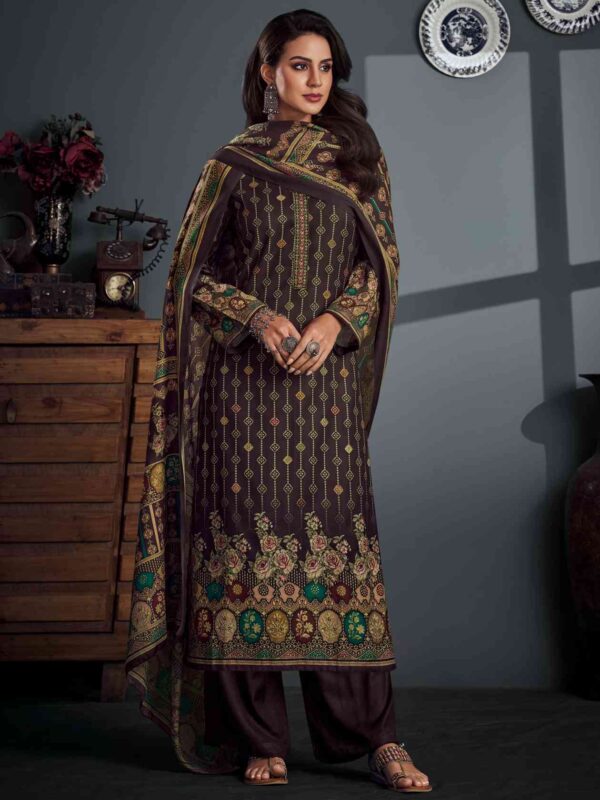 Allover Contrast Digital Print With Embroidered Lace & Digital Printed Dupatta