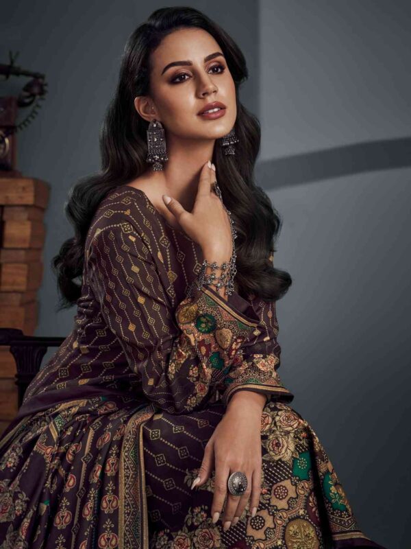 Allover Contrast Digital Print With Embroidered Lace & Digital Printed Dupatta - Image 2