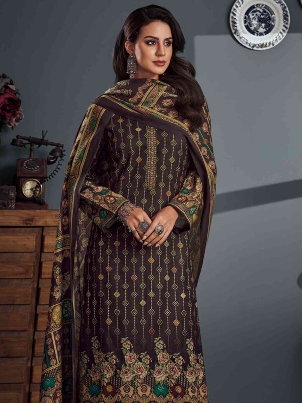 Allover Contrast Digital Print With Embroidered Lace & Digital Printed Dupatta - Image 3