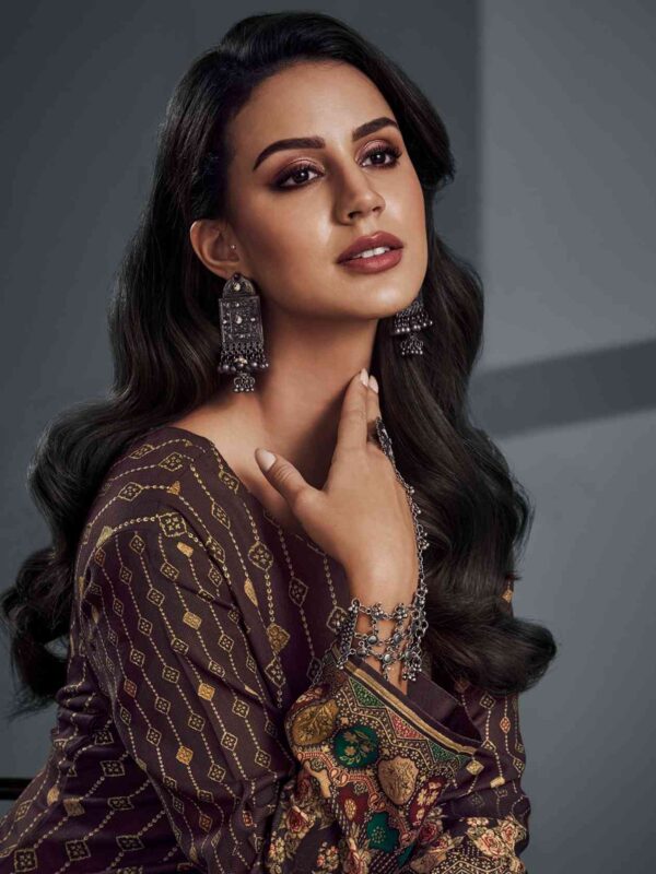 Allover Contrast Digital Print With Embroidered Lace & Digital Printed Dupatta - Image 4