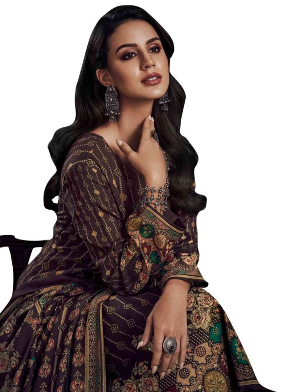 Allover Contrast Digital Print With Embroidered Lace & Digital Printed Dupatta - Image 6