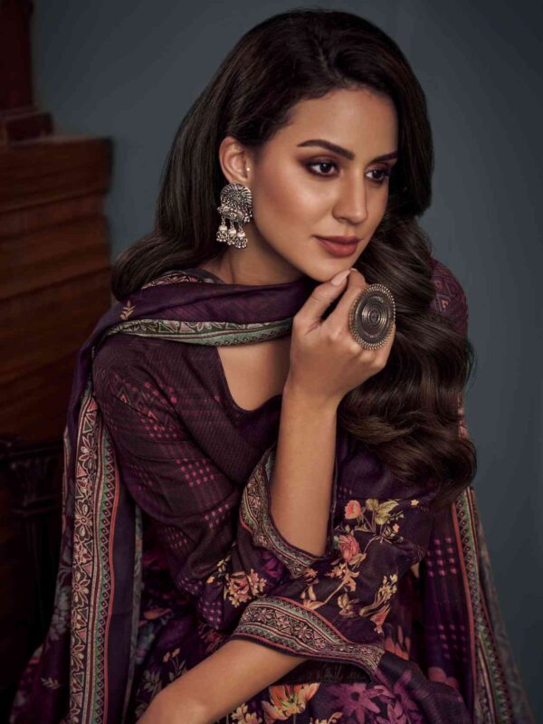 Allover Contrast Digital Print With Embroidered Lace & Digital Printed Dupatta - Image 2