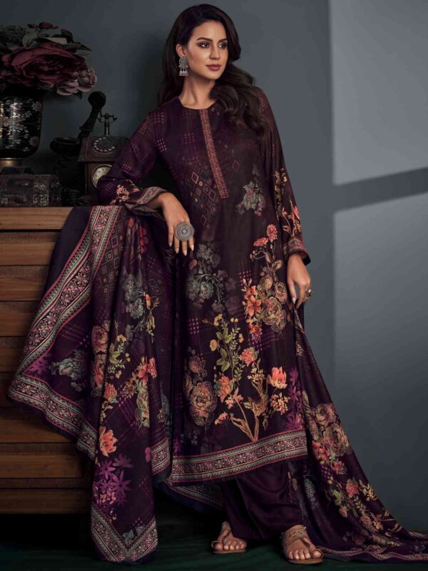 Allover Contrast Digital Print With Embroidered Lace & Digital Printed Dupatta - Image 3