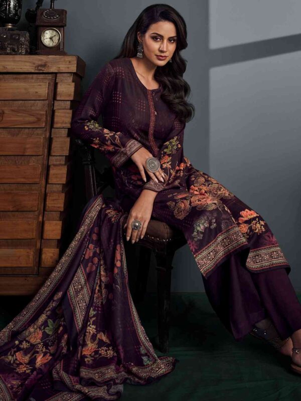 Allover Contrast Digital Print With Embroidered Lace & Digital Printed Dupatta - Image 4