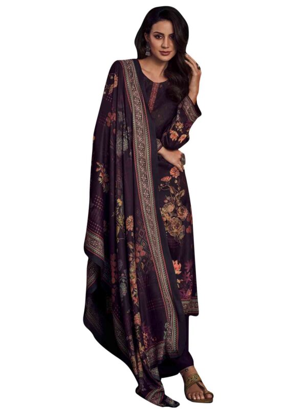 Allover Contrast Digital Print With Embroidered Lace & Digital Printed Dupatta - Image 5