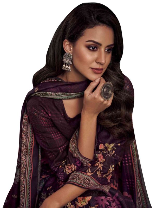 Allover Contrast Digital Print With Embroidered Lace & Digital Printed Dupatta - Image 6