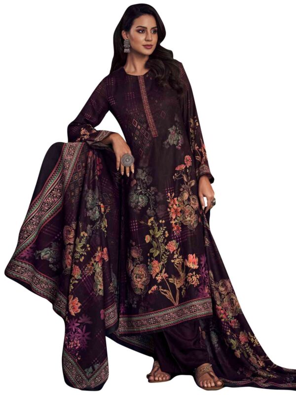 Allover Contrast Digital Print With Embroidered Lace & Digital Printed Dupatta - Image 7
