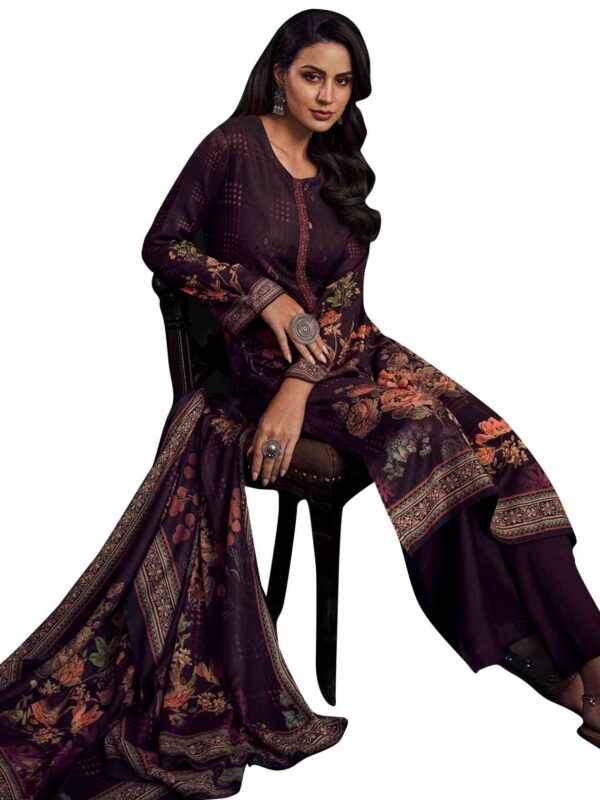 Allover Contrast Digital Print With Embroidered Lace & Digital Printed Dupatta - Image 8