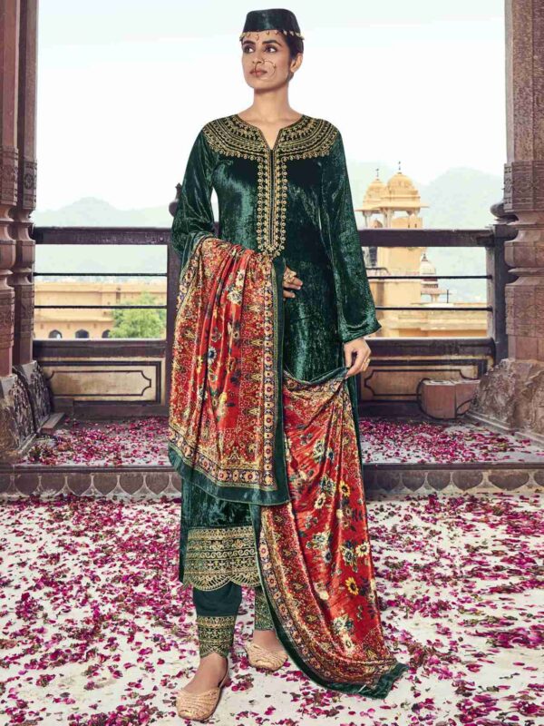Elegant Cording Work With Contrast Resham Thread Work & Digital Printed Stole Dupatta - Image 2