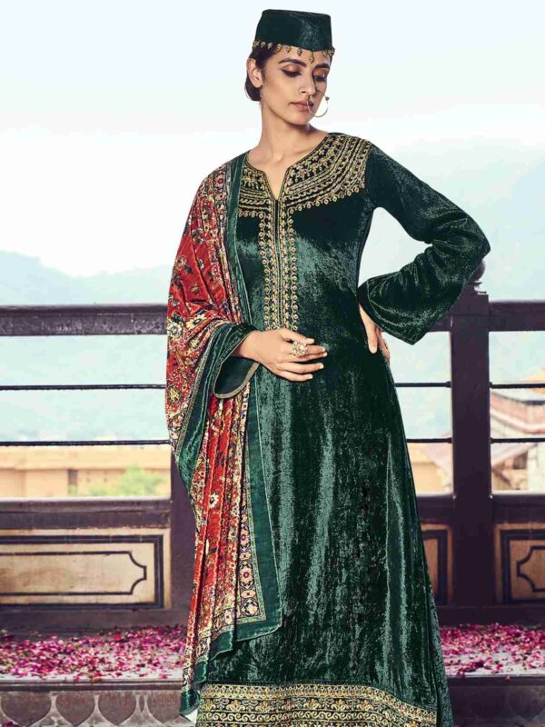 Elegant Cording Work With Contrast Resham Thread Work & Digital Printed Stole Dupatta - Image 4