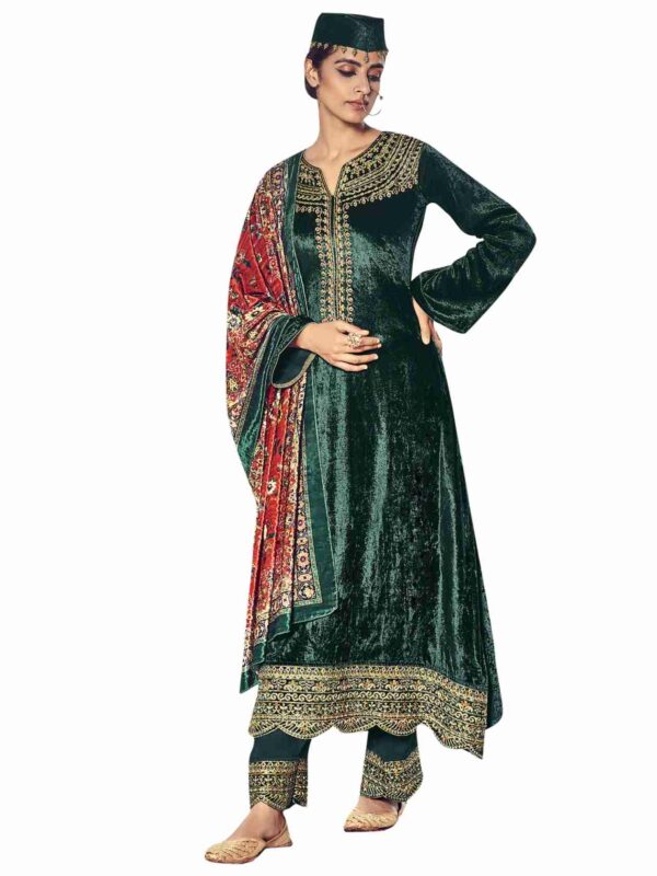 Elegant Cording Work With Contrast Resham Thread Work & Digital Printed Stole Dupatta - Image 5