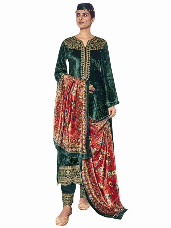 Elegant Cording Work With Contrast Resham Thread Work & Digital Printed Stole Dupatta - Image 6
