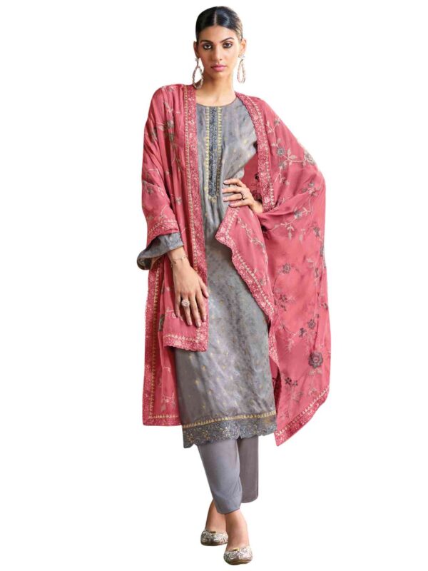 Allover Jacquard Weaving Design With Resham Thread Work & Jari, Cutwork - Image 5