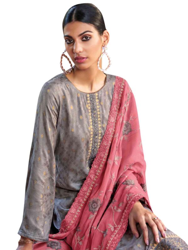 Allover Jacquard Weaving Design With Resham Thread Work & Jari, Cutwork - Image 6