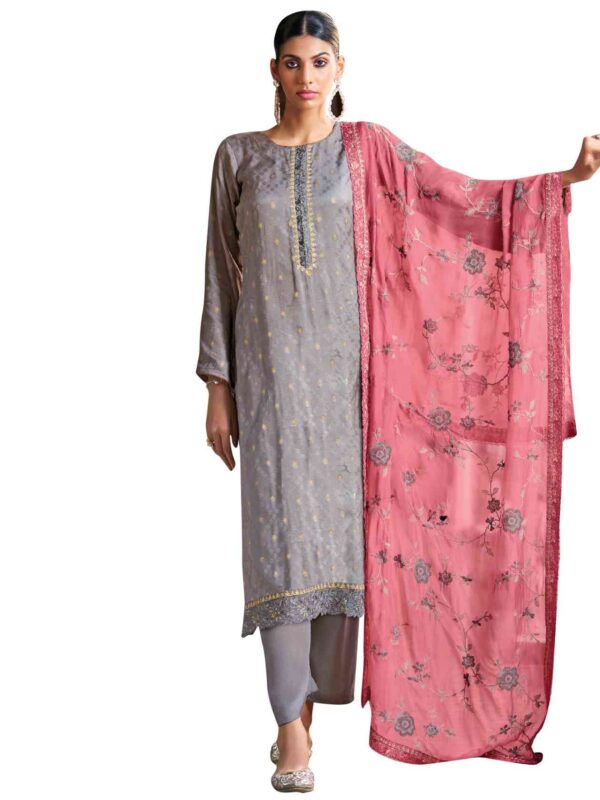 Allover Jacquard Weaving Design With Resham Thread Work & Jari, Cutwork - Image 7
