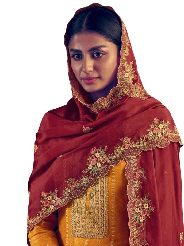 Allover Jacquard Weaving Design With Cording Work & Sequin, Cut Work - Image 6