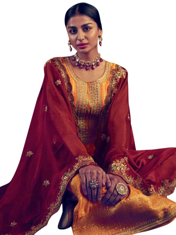 Allover Jacquard Weaving Design With Cording Work & Sequin, Cut Work - Image 7