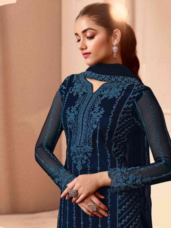 Elegant Floral Cording Work With Crystal, Cut Work - Image 2