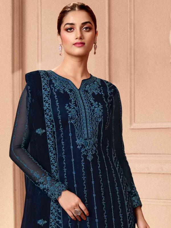 Elegant Floral Cording Work With Crystal, Cut Work - Image 4