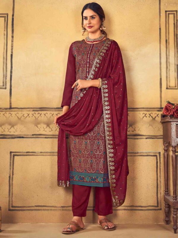 Allover Lakhnavi Thread Work With Sequin