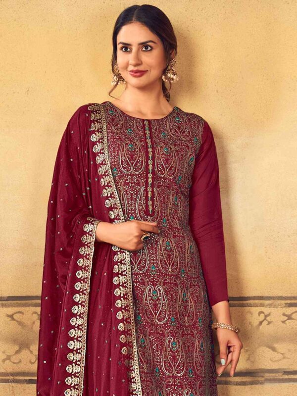 Allover Lakhnavi Thread Work With Sequin - Image 3